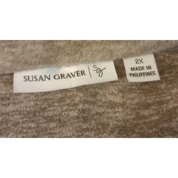 Susan Graver Fleece Jacket Full Zip Pockets Brown Size 2X - Picture 3 of 4
